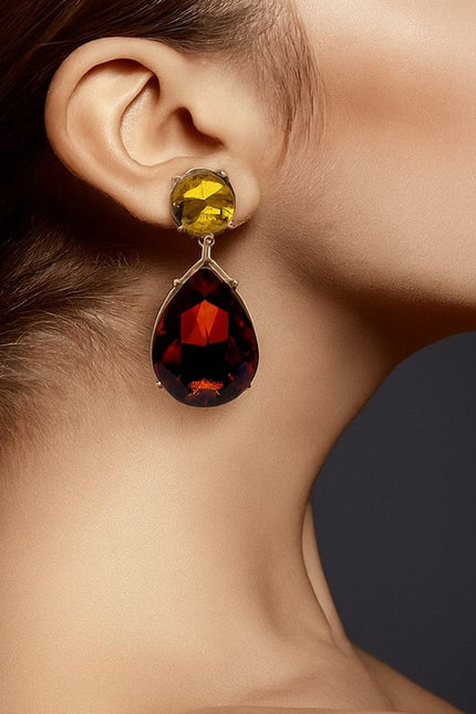 Marina Light Topaz And Dark Topaz Pear Shape Pierced Drop Earrings