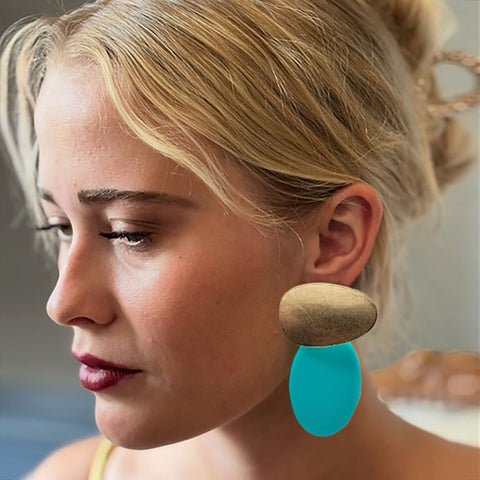 Michael Nash Jewelry | Chiara Worn Gold And Turquoise Pierced Resin Drop Earrings