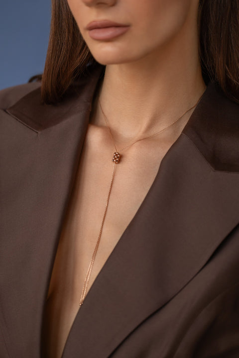 Pas de Marque | Rose gold-filled necklace Pas Le Cube