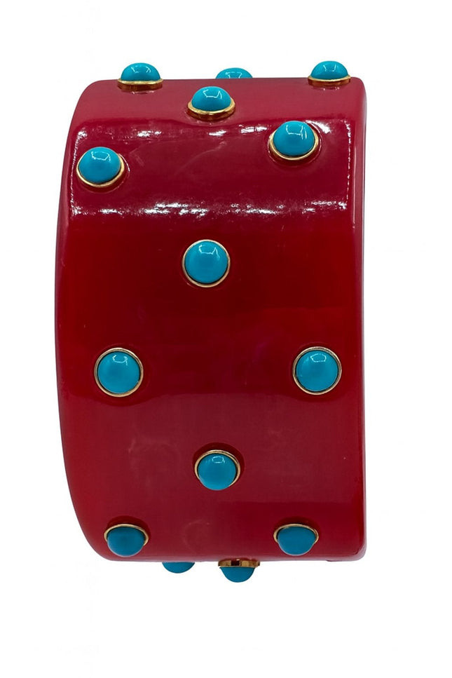 Michael Nash Jewelry | Bella Red Carnelian Bangle With Turquoise Resin Stones