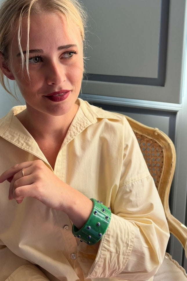 Michael Nash Jewelry | Bella Malachite Bangle With Turquoise Resin Stones