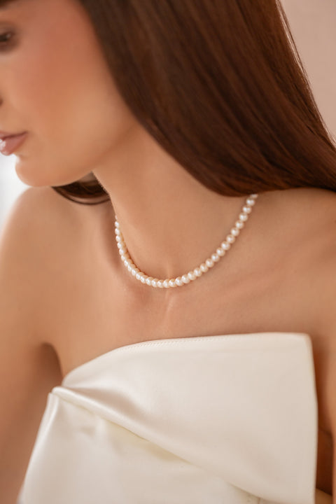 Pas de Marque | 925 sterling silver freshwater pearl choker La Grâce