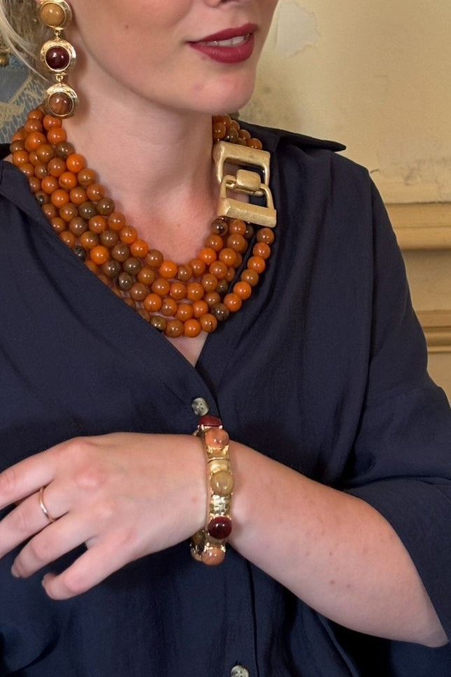 Michael Nash Jewelry | Blair Multi Stone Carnelian And Amber Resin Stone Bangle