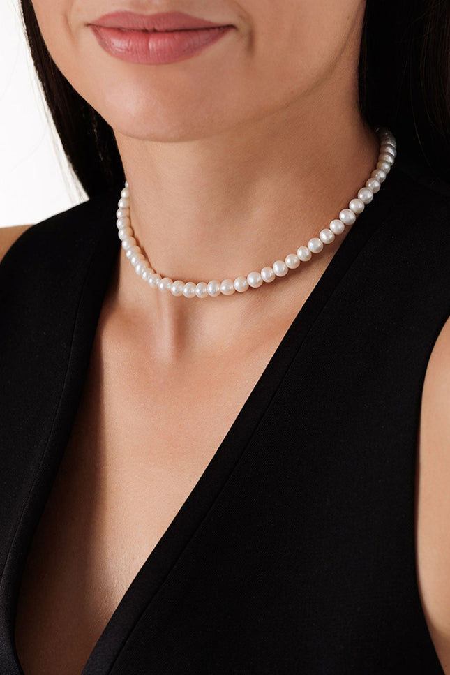 Pas de Marque | 925 sterling silver freshwater pearl choker La Grâce