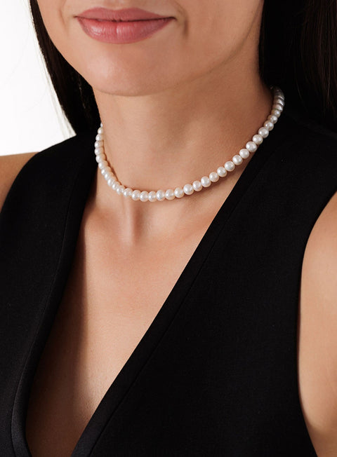 Pas de Marque | 925 sterling silver freshwater pearl choker La Grâce