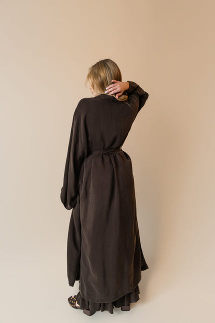 Maoconcept | Długie kimono z cupro w kolorze czekoladowym