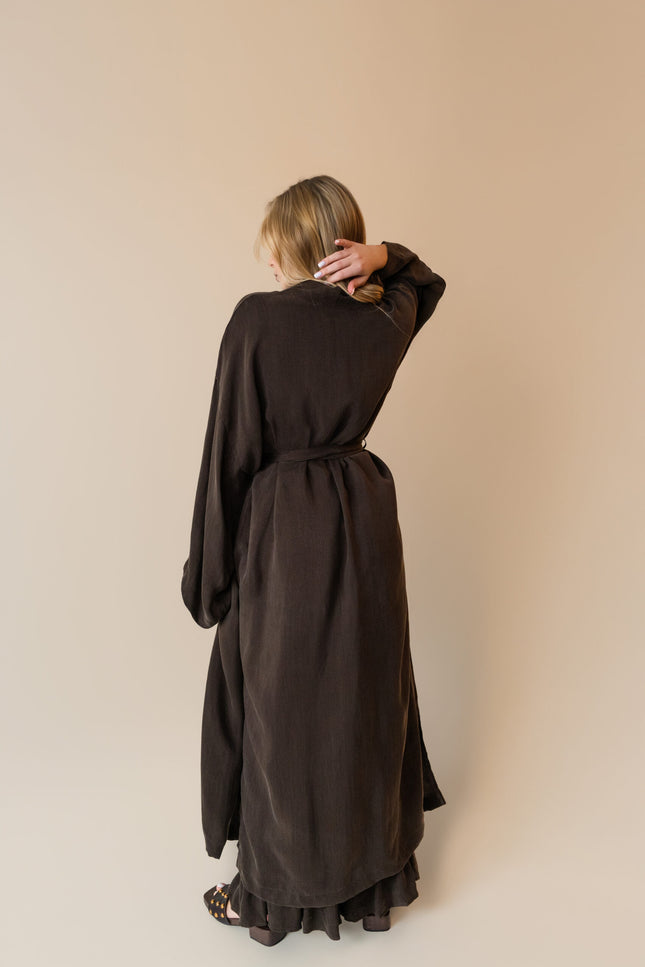 Maoconcept | Długie kimono z cupro w kolorze czekoladowym