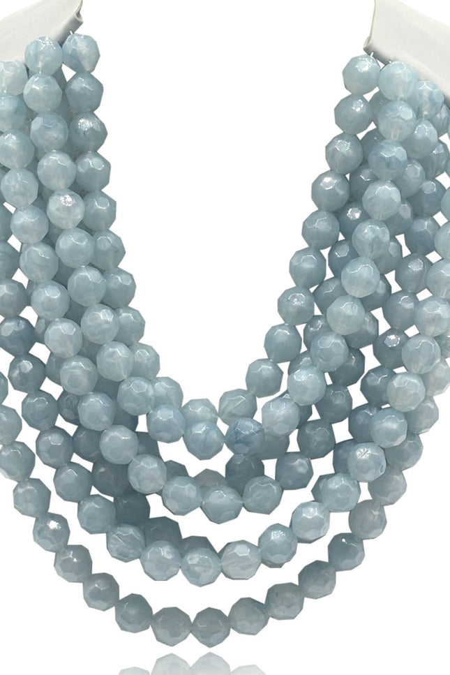 Michael Nash Jewelry | Sabina Multi Strand Faceted Resin Ice Blue Necklace