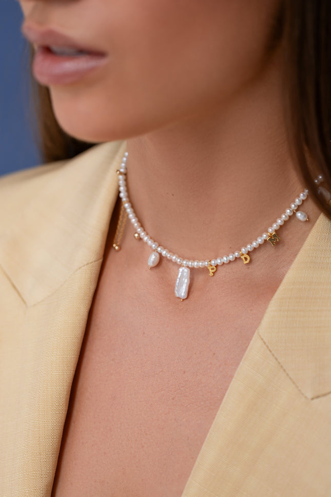 Pas de Marque | Gold-filled freshwater pearl choker PDM