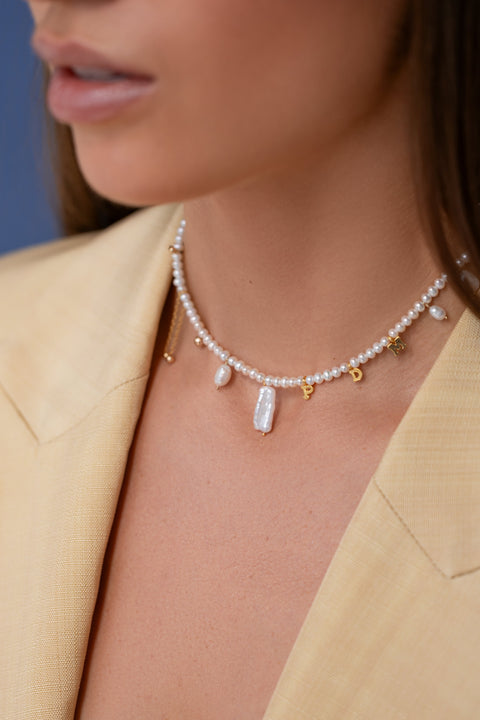 Pas de Marque | Gold-filled freshwater pearl choker PDM