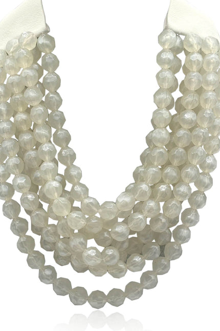 Michael Nash Jewelry | Sabina Multi Strand Faceted Resin Off White Beaded Necklace