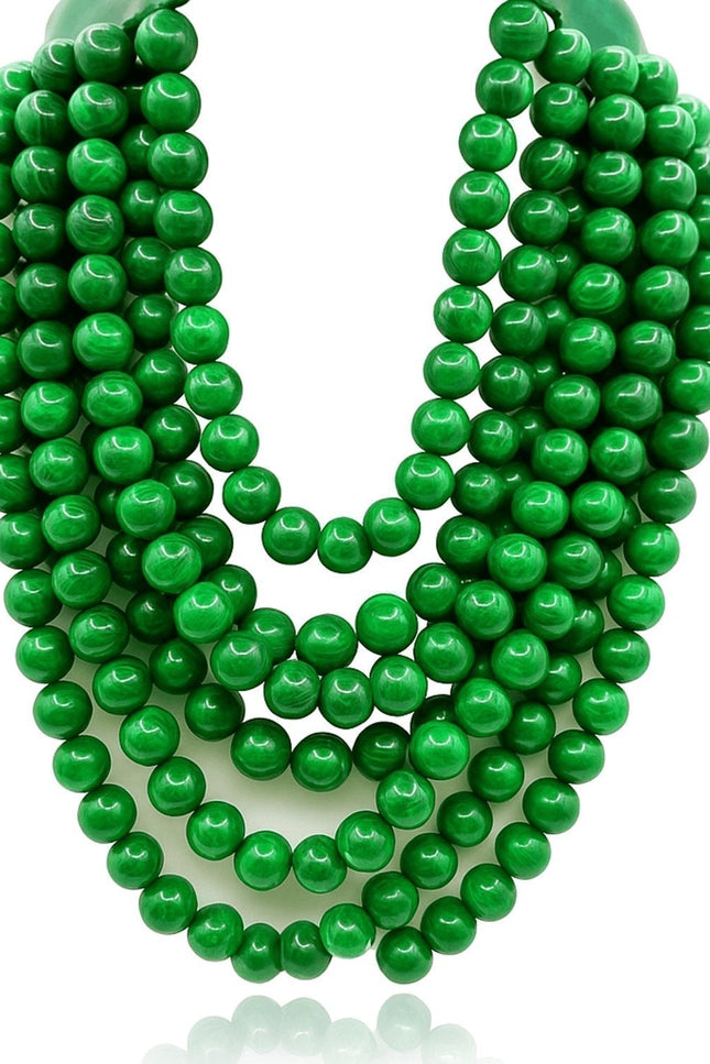 Michael Nash Jewelry | Isadora Multi-Strand Malachite Resin Necklace With Green Vegan Adjustable Clasp