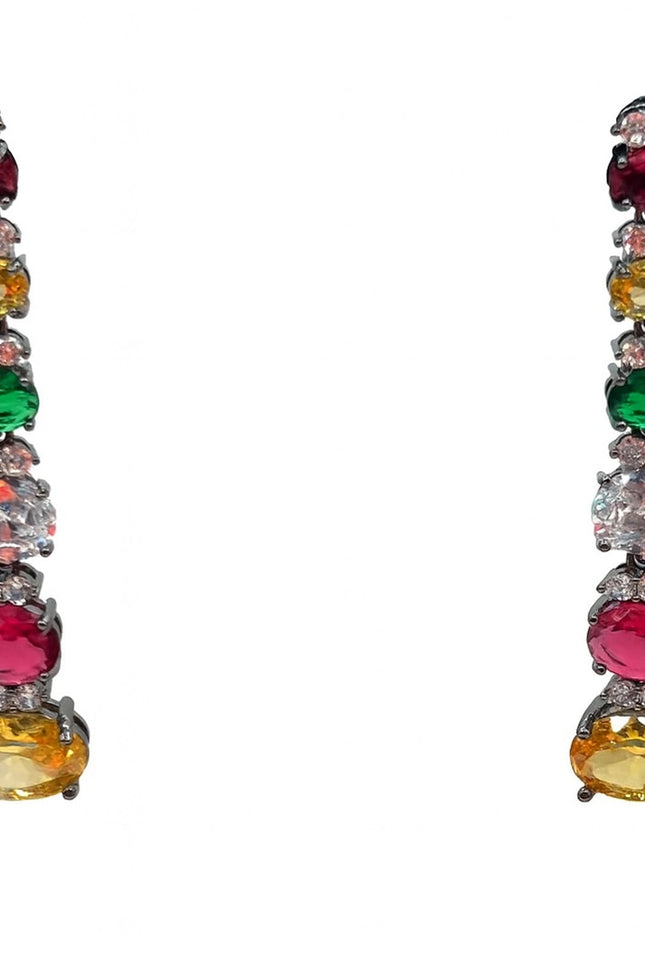 Michael Nash Jewelry | Rosa Multi Color Cubic Zirconium Pierced Drop Earrings