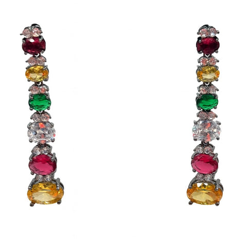Michael Nash Jewelry | Rosa Multi Color Cubic Zirconium Pierced Drop Earrings