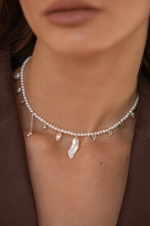 Pas de Marque | 925 sterling silver freshwater pearl choker PDM