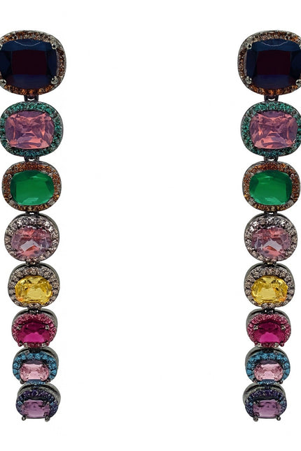 Michael Nash Jewelry | Alexis Multi Color Cushion Cut Clip On Cubic Zirconia Earrings