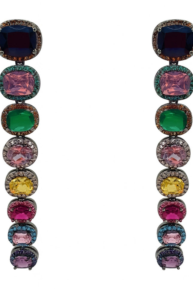 Michael Nash Jewelry | Alexis Multi Color Cushion Cut Clip On Cubic Zirconia Earrings