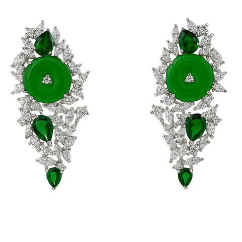 Michael Nash Jewelry | Olivia Diamond And Emerald And Jade Cubic Zirconium Earrings