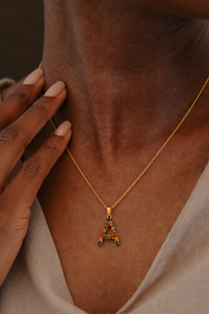 Multistone Alphabet Necklace