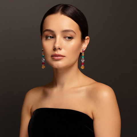 Michael Nash Jewelry | Rosa Multi Color Cubic Zirconium Pierced Drop Earrings