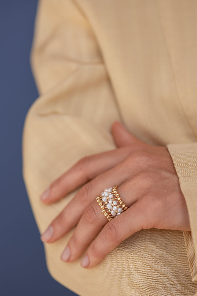 Pas de Marque | Gold-filled freshwater pearl ring La Bague