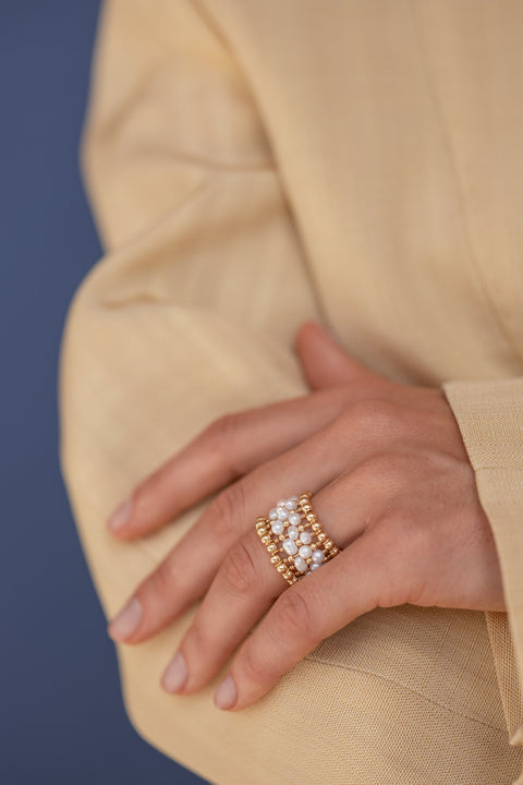 Pas de Marque | Gold-filled freshwater pearl ring La Bague