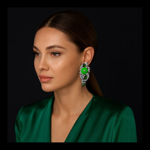 Michael Nash Jewelry | Olivia Diamond And Emerald And Jade Cubic Zirconium Earrings