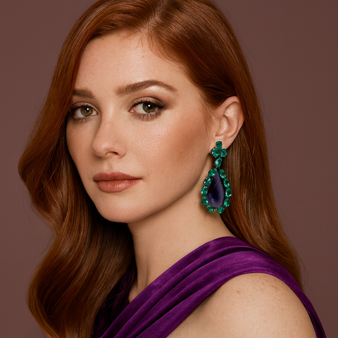 Michael Nash Jewelry | Paula Emerald And Amethyst Drop Pierced Earrings