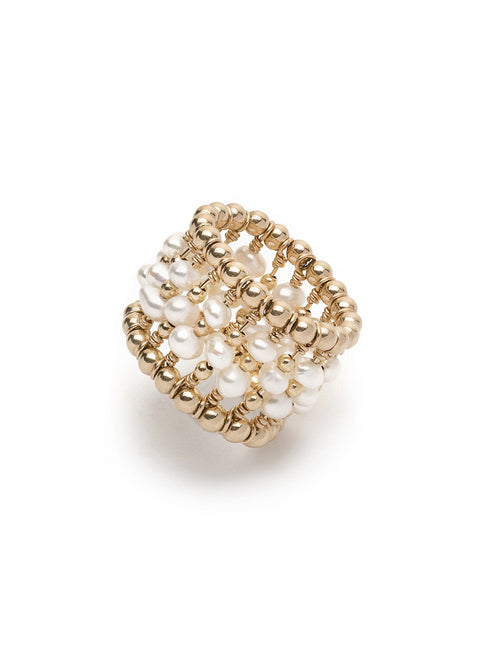 Pas de Marque | Gold-filled freshwater pearl ring La Bague