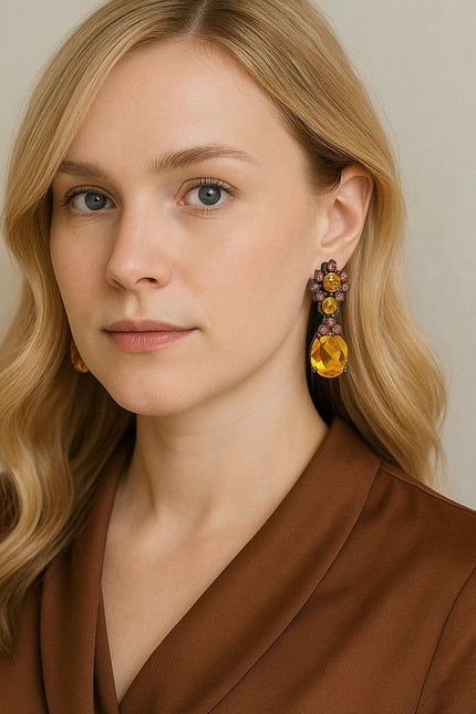 Michael Nash Jewelry | Ingrid Topaz Crystal And Cubic Zirconium Drop Pierced Earrings