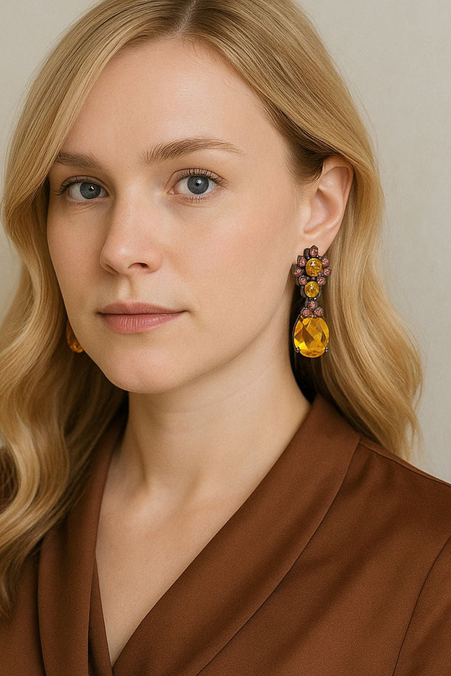 Michael Nash Jewelry | Ingrid Topaz Crystal And Cubic Zirconium Drop Pierced Earrings