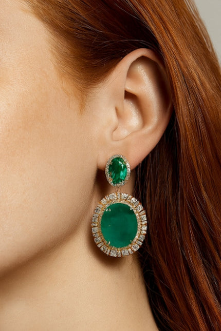 Michael Nash Jewelry | Gemma Flawed Emerald Clip Drop Earrings