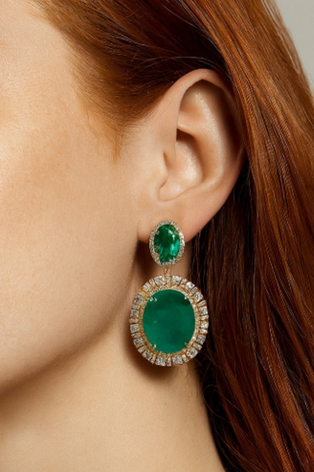 Michael Nash Jewelry | Gemma Flawed Emerald Clip Drop Earrings