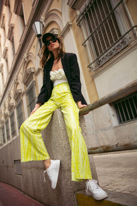 Five p.m. | Lime Dahlia Straight Trousers