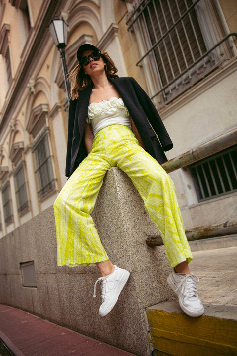 Five p.m. | Lime Dahlia Straight Trousers