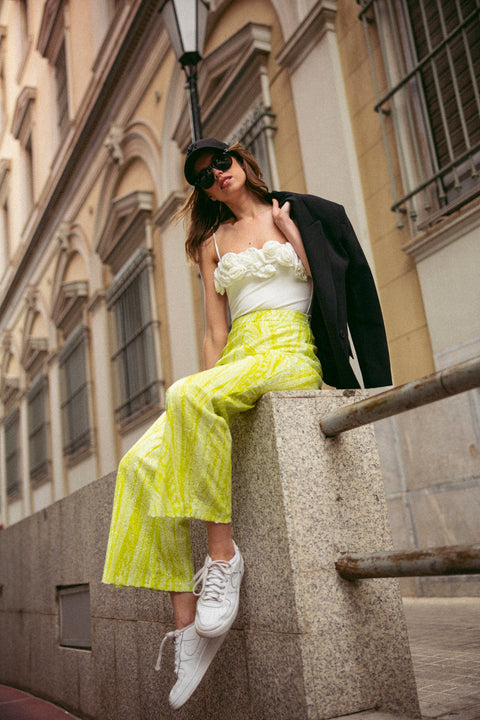 Five p.m. | Lime Dahlia Straight Trousers