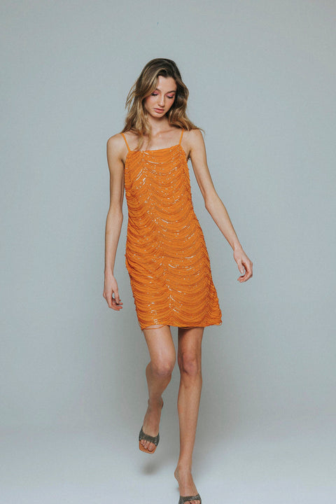Five p.m. | Orange Dahlia Mini Dress