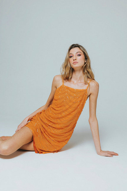 Five p.m. | Orange Dahlia Mini Dress