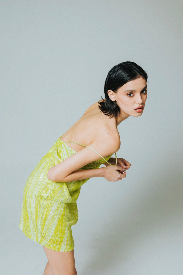 Five p.m. | Lime Dahlia Mini Dress