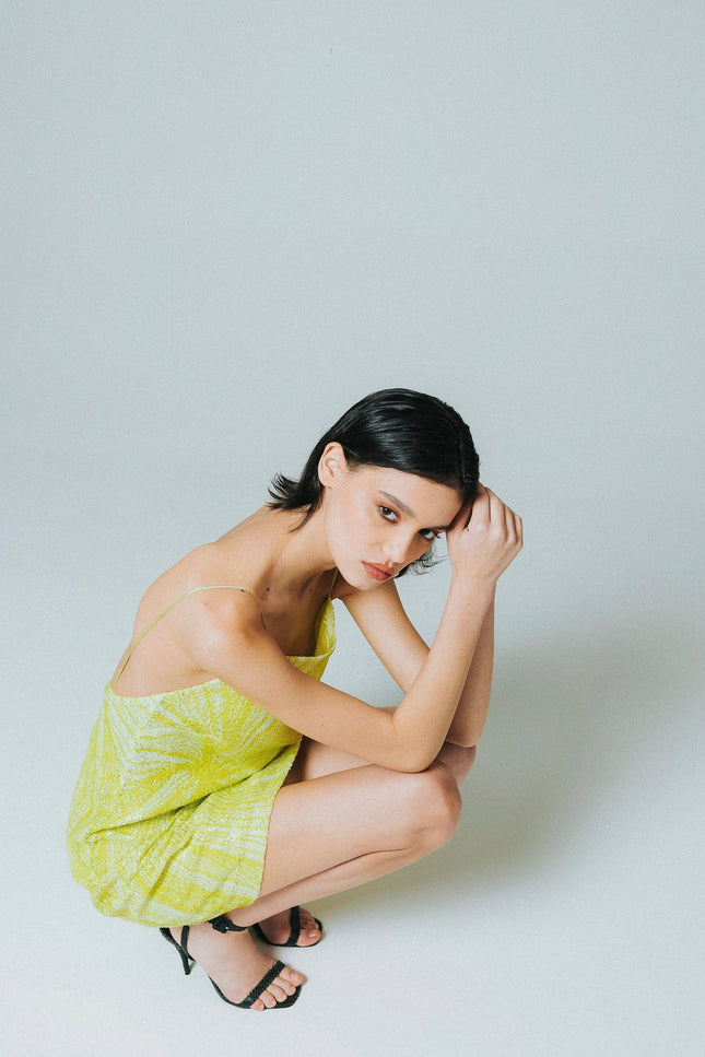 Five p.m. | Lime Dahlia Mini Dress