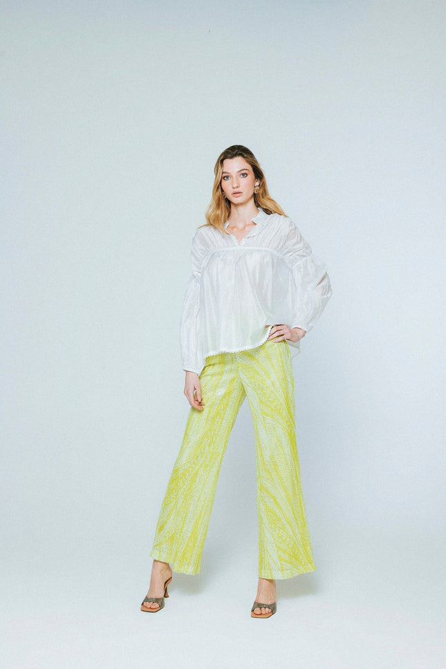 Five p.m. | Lime Dahlia Straight Trousers