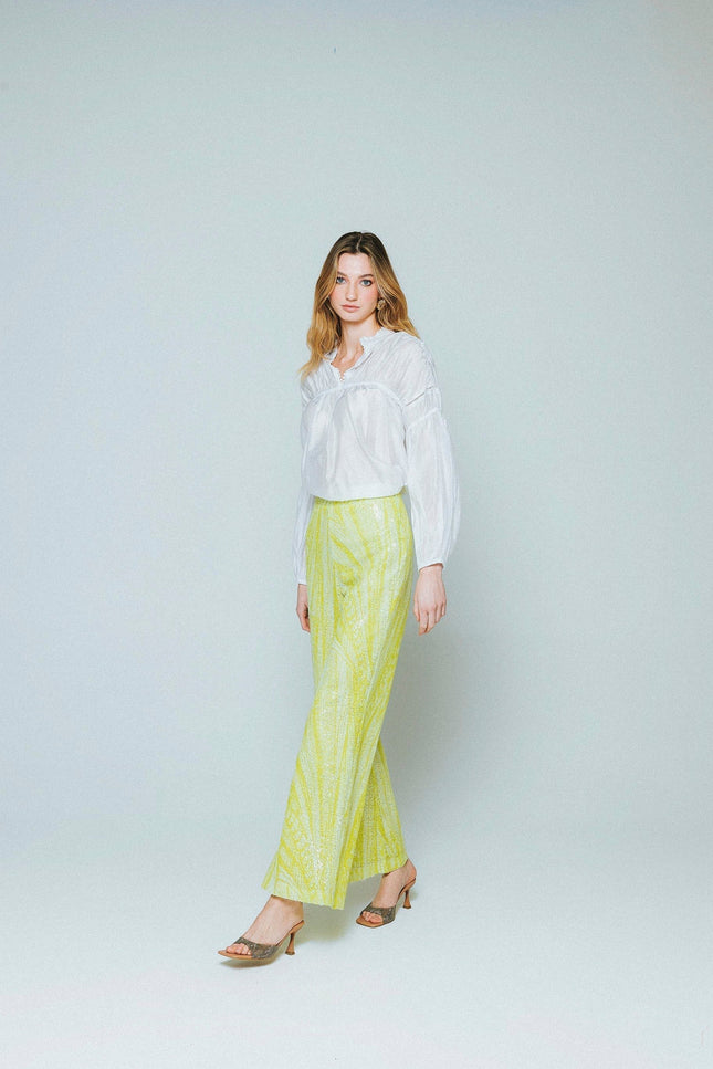 Five p.m. | Lime Dahlia Straight Trousers