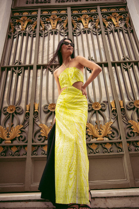 Five p.m. | Lime Dahlia Maxi Dress