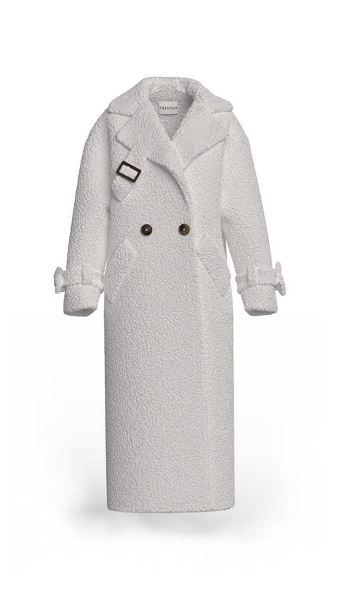 BÚDZIKO | MILKY-WHITE LONG TEDDY COAT