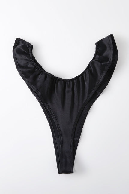 Soft Strokes Silk | Black Float T-String Panties