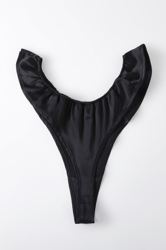 Soft Strokes Silk | Black Float T-String Panties