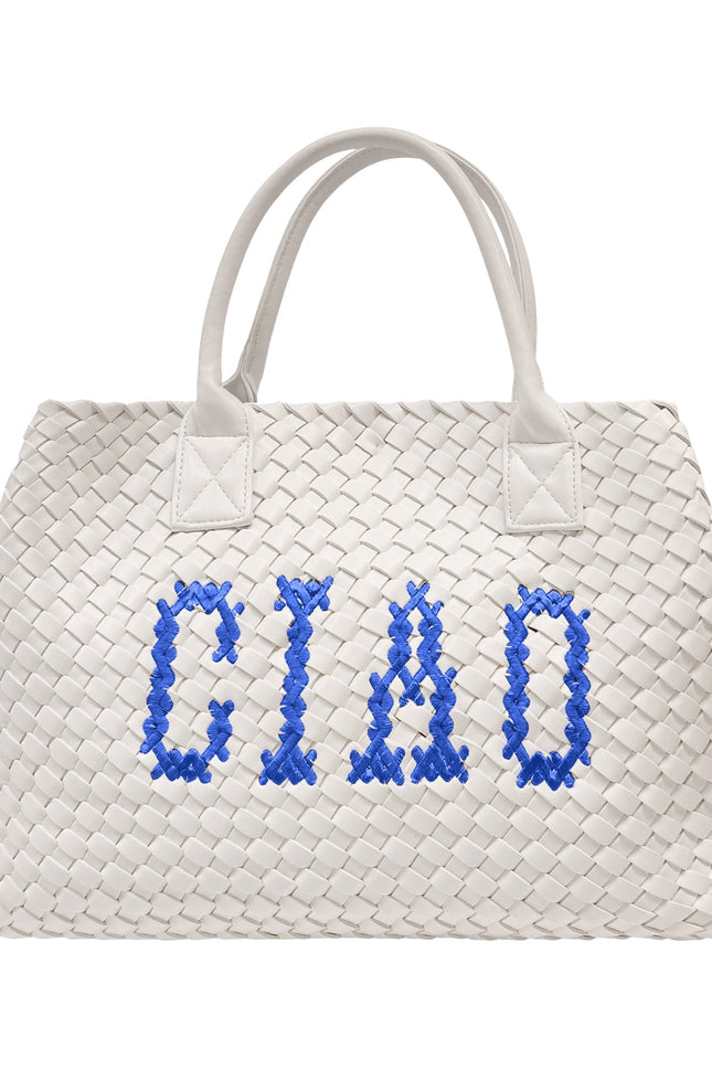 Lilly Loves Ciao White Vegan Handbag wash bag with zipper closure, featuring a sleek, minimalist design and durable material.