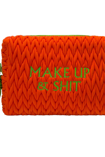 Orange LillyLovesLTD cosmetic bag for makeup and toiletries, featuring a stylish wash bag with a zipper closure.