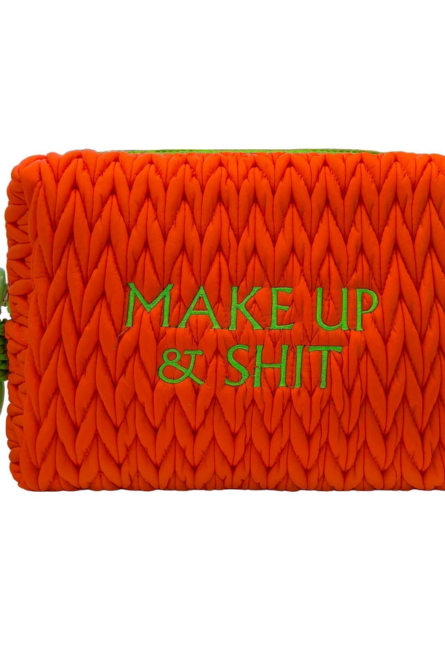 Orange LillyLovesLTD cosmetic bag for makeup and toiletries, featuring a stylish wash bag with a zipper closure.