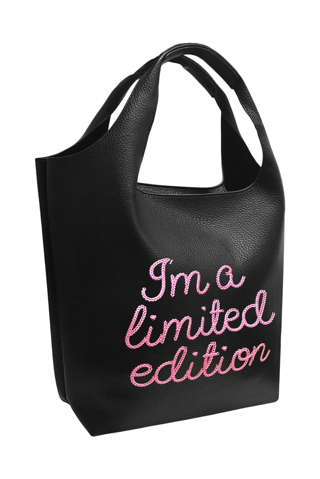 Lilly Loves LTD Edition Black Bucket Handbag with sleek design and durable handles, perfect for stylish accessorizing.